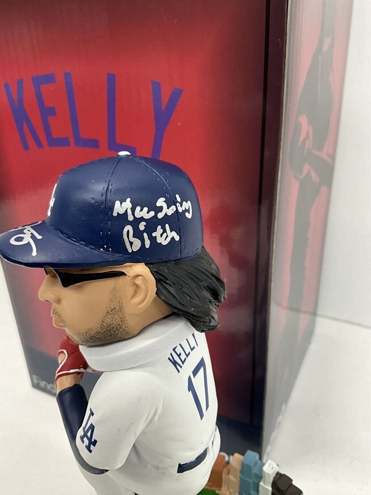 JOE KELLY SIGNED WELCOME BACK TO LA BOBBLEHEAD "NICE SWING BITCH"  PSA 3C13431