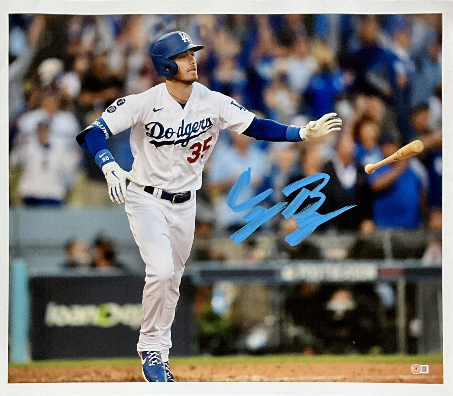 CODY BELLINGER DODGERS 2020 WS CHAMPION SIGNED 22X26 CANVAS BECKETT BH79026