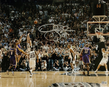 5X CHAMPION DEREK FISHER LAKERS SIGNED 16X20 PHOTO 0.4 SECONDS SHOT SILVER BAS