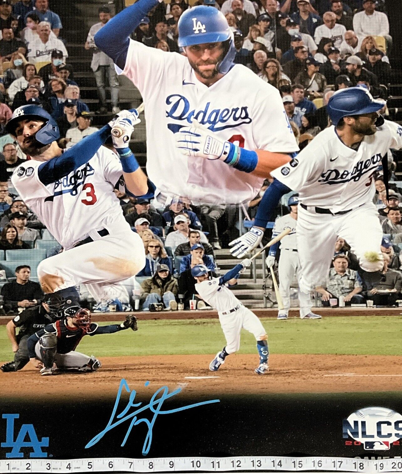 CHRIS TAYLOR DODGERS SIGNED 22X26 NLCS GAME 5 3 HR GAME CANVAS EDIT PSA 2C53355