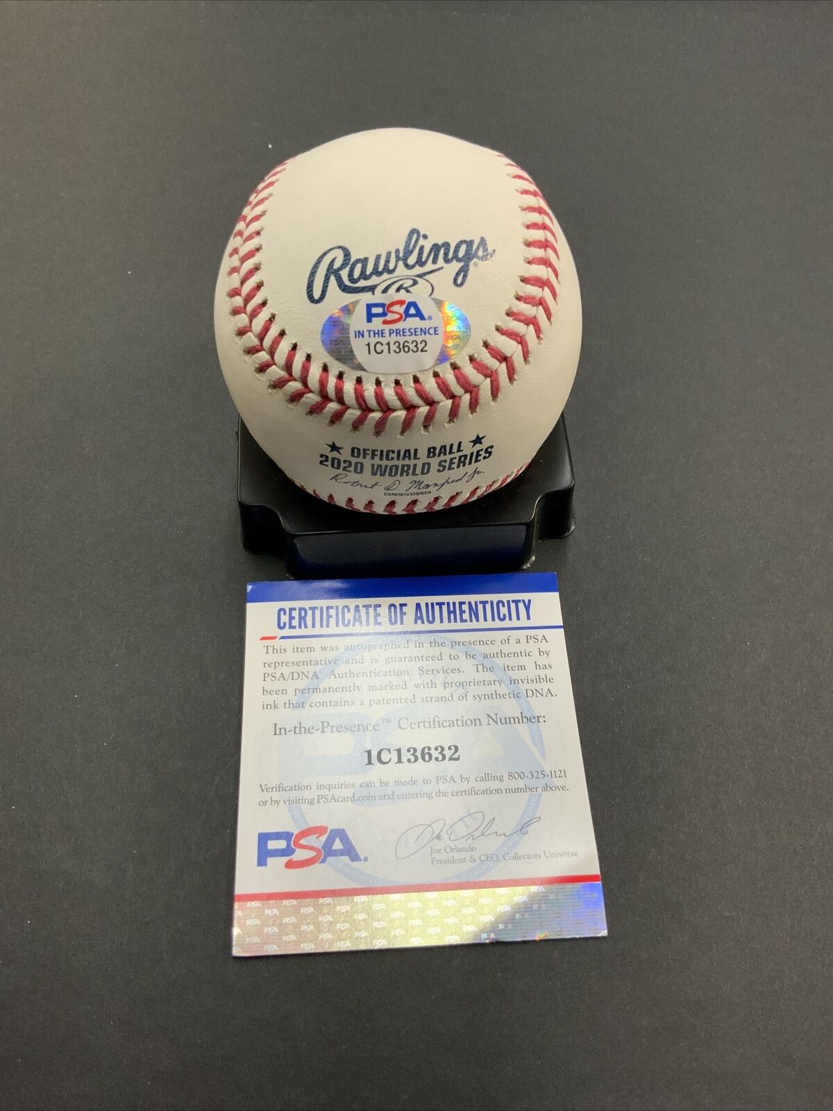 BRUSDAR GRATEROL DODGERS SIGNED 2020 WORLD SERIES BASEBALL "BAZOOKA" PSA ITP COA