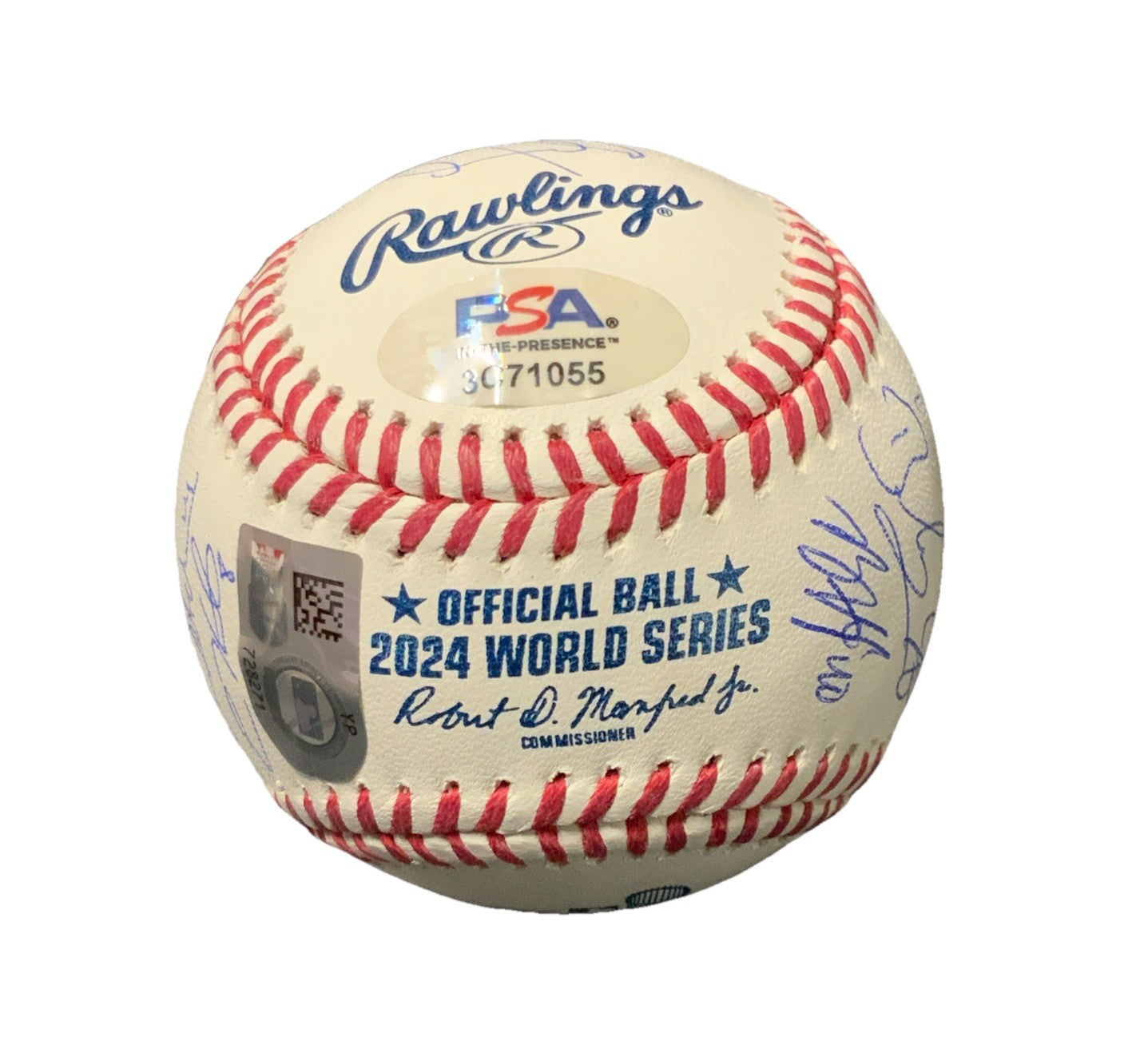 DODGERS SIGNED 2024 WORLD SERIES BALL 21 AUTOS FREEMAN TEO MUNCY BUEHLER PSA 055