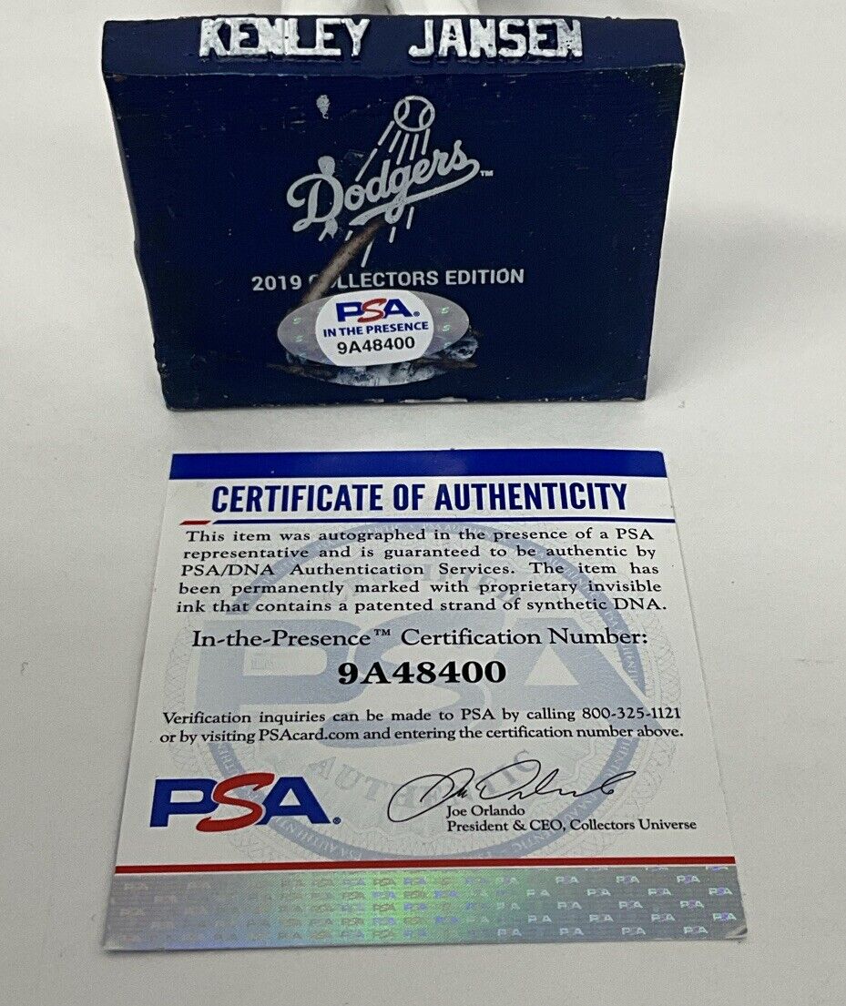 KENLEY JANSEN SIGNED DODGERS 2019 SGA BOBBLEHEAD "2020 WS CHAMPS" IN PSA 9A48400