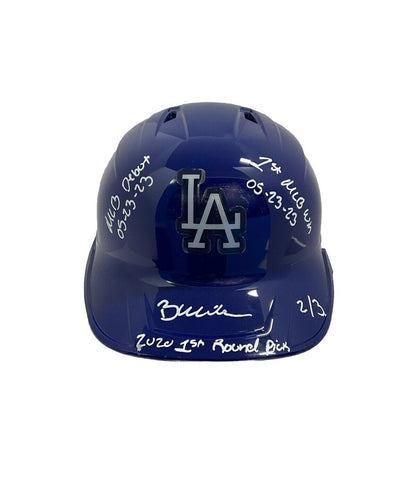 2/3 BOBBY MILLER SIGNED DODGERS FULL HELMET "MLB DEBUT, 1ST WIN, 1ST PICK" PSA