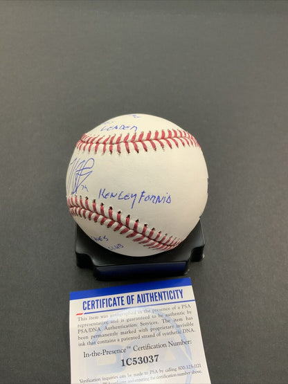 KENLEY JANSEN SIGNED BASEBALL "300 SAVES CLUB, DODGERS SAVES LEADER" 4 INS PSA 