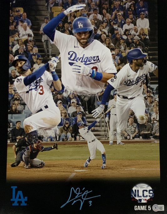 CHRIS TAYLOR DODGERS SIGNED 16X20 NLCS GAME 5 3 HOMERUN GAME PHOTO EDIT BAS