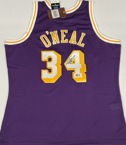 SHAQUILLE O'NEAL SIGNED LOS ANGELES LAKERS MITCHELL & NESS JERSEY BAS 1W489278