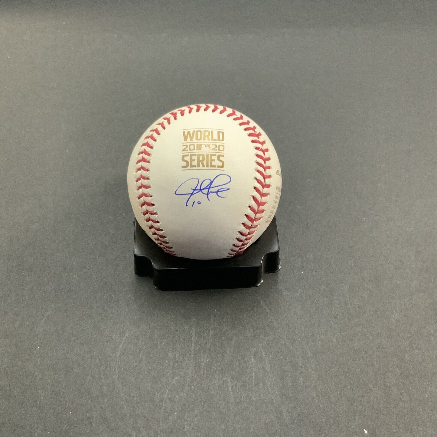 JUSTIN TURNER DODGERS SIGNED 2020 WORLD SERIES GOLD BASEBALL BECKETT WITNESS