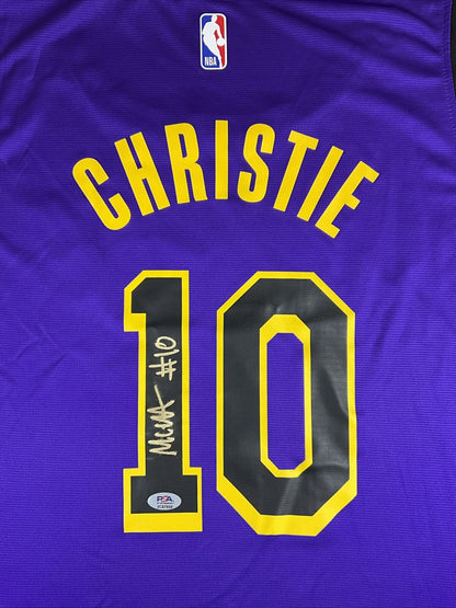 MAX CHRISTIE SIGNED LOS ANGELES LAKERS FANATICS PURPLE JERSEY PSA ITP 2C87950