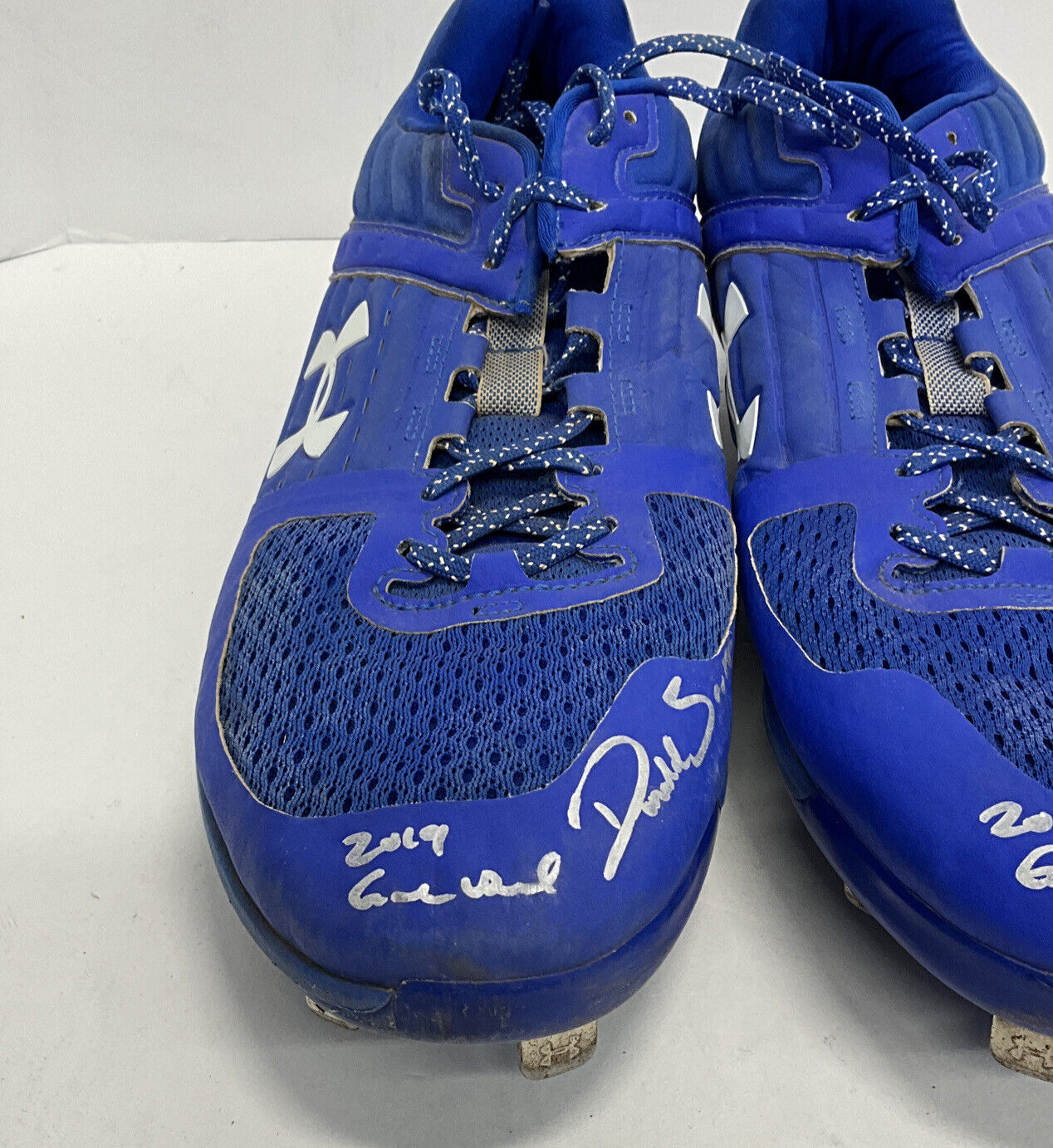 DJ PETERS DODGERS TIGERS FULL NAME SIGNED GAME USED CLEATS PSA RG29220/21