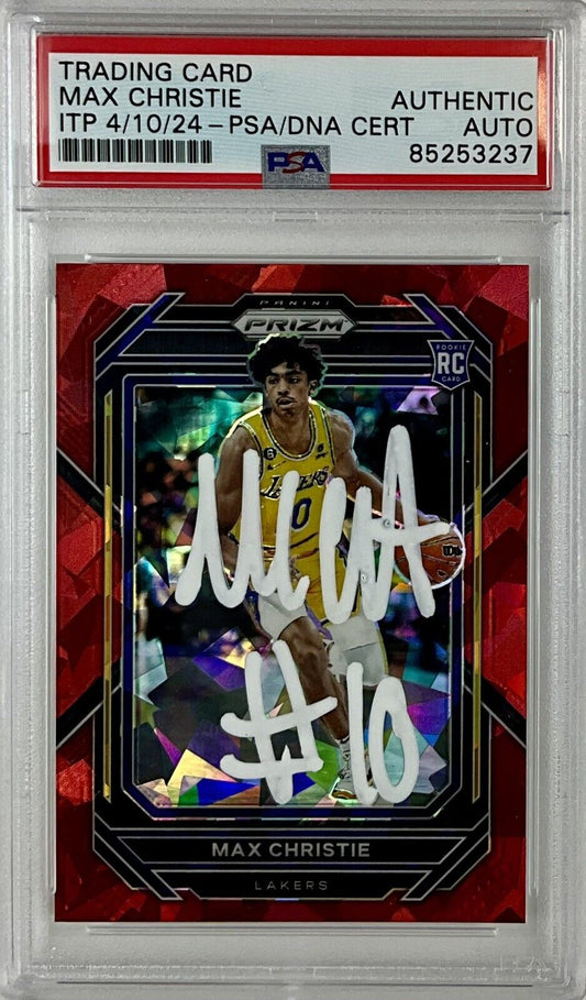 MAX CHRISTIE SIGNED LAKERS CRACKED ICE RED PANINI PRIZM #270 RC PSA ITP 85253237