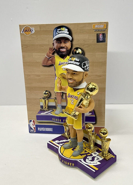 DEREK FISHER SIGNED LAKERS 5X CHAMPION LIMITED #/360 FOCO BOBBLEHEAD BAS W128224