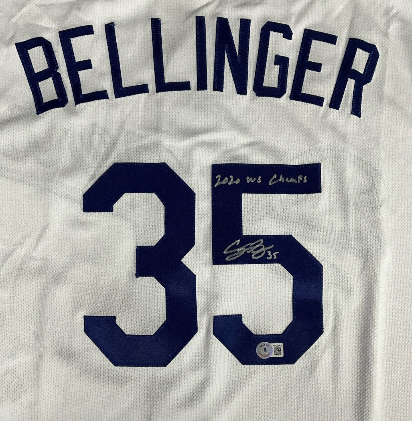 CODY BELLINGER SIGNED DODGERS JERSEY "2020 WS CHAMPS" INSCRIPT BECKETT AC09965