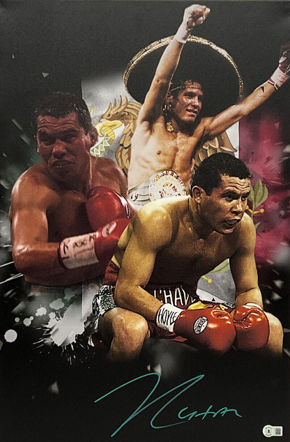 JULIO CESAR CHAVEZ MEXICO LEGEND SIGNED 16X24 STRETCHED CANVAS BAS W210344