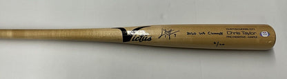 6/20 CHRIS TAYLOR DODGERS SIGNED VICTUS GAME MODEL BAT "2020 WS CHAMPS" INS PSA