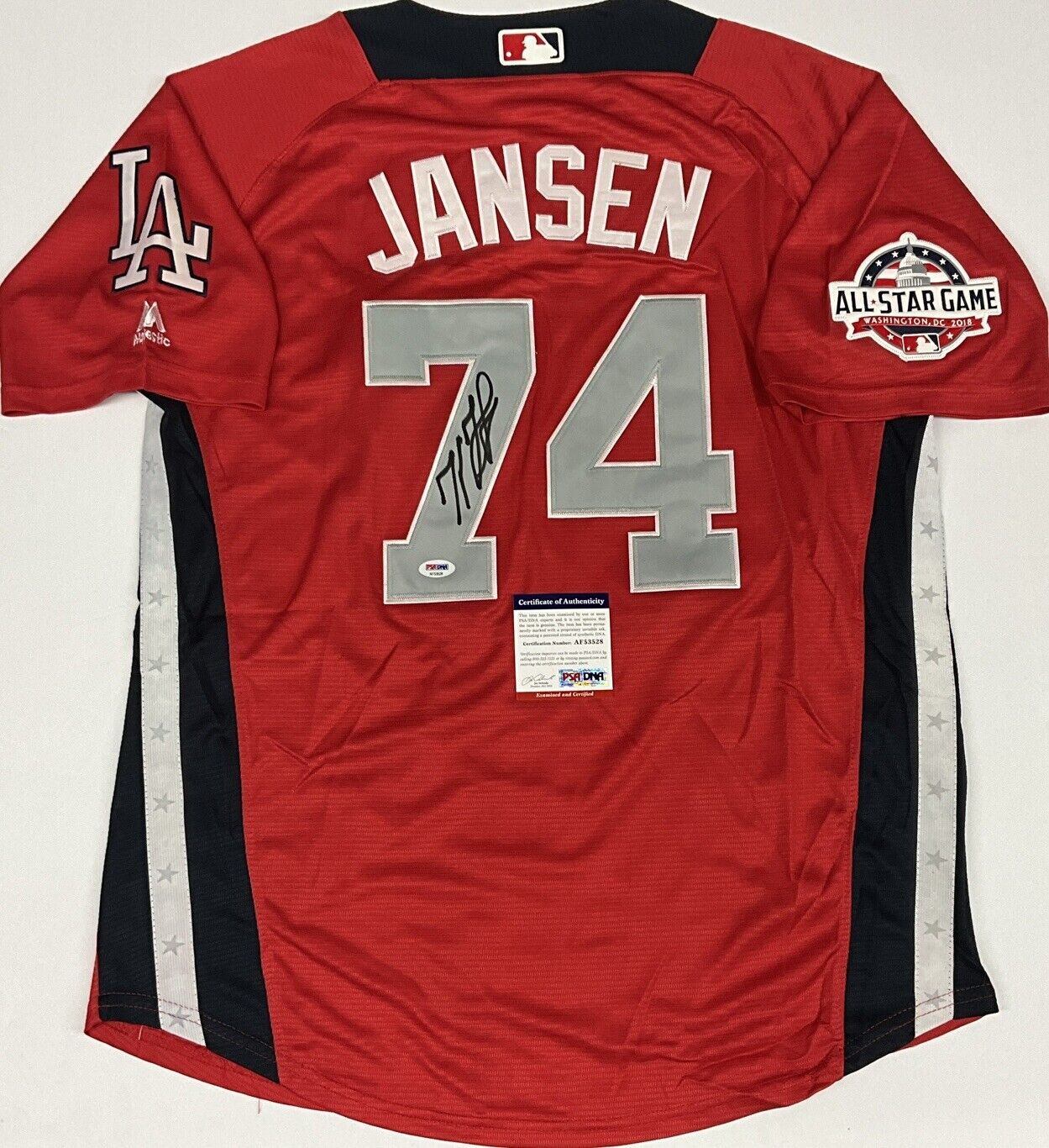 KENLEY JANSEN DODGERS RED SOX SIGNED 2018 ALL STAR GAME JERSEY PSA AF53528