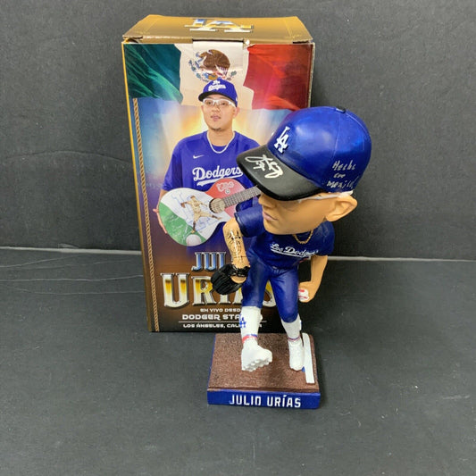 JULIO URIAS DODGERS SIGNED 2022 SGA BOBBLEHEAD "HECHO EN MEXICO" BECKETT WZ59948