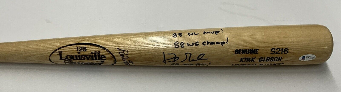 DODGERS KIRK GIBSON SIGNED LOUISVILLE GAME MODEL BAT 3 INSCRIPTIONS" BAS WE78265