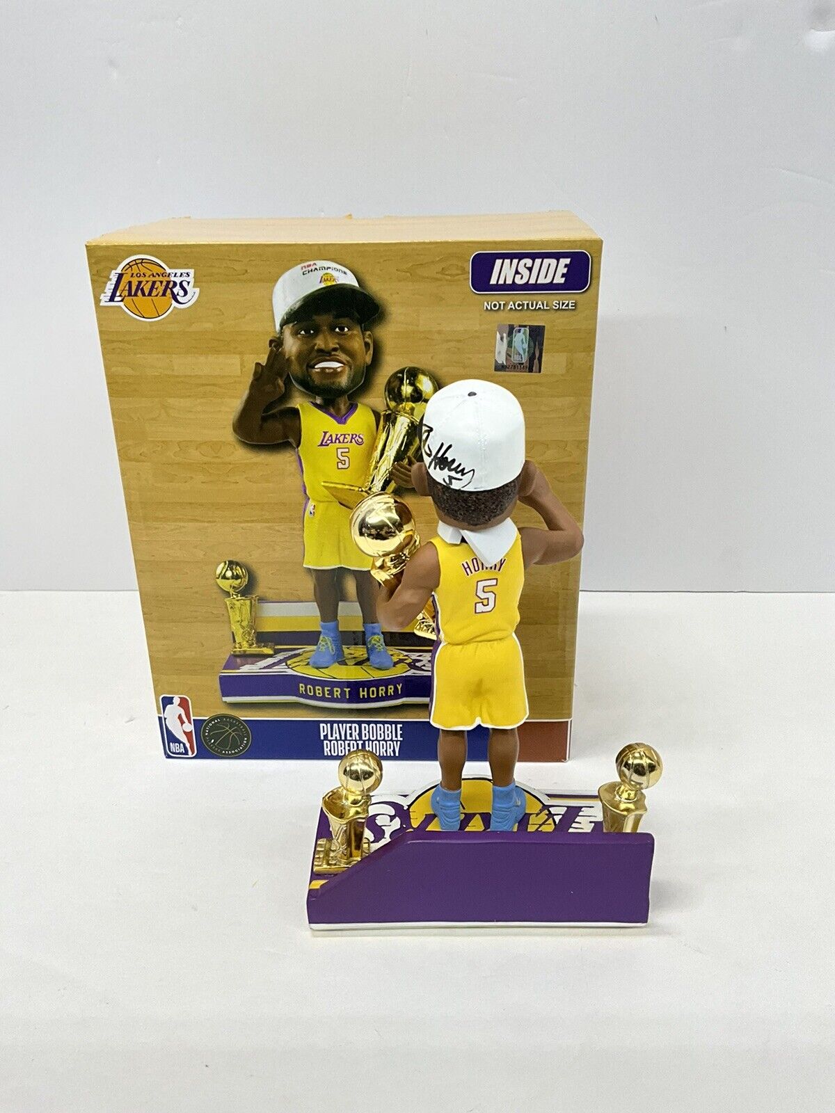 ROBERT HORRY SIGNED LAKERS 3X CHAMPION LIMITED #/216 FOCO BOBBLEHEAD BAS W128268