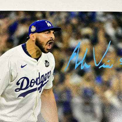 ALEX VESIA DODGERS 2024 WS CHAMPION SIGNED 16X20WORLD SERIES  SHOUTING PHOTO BAS