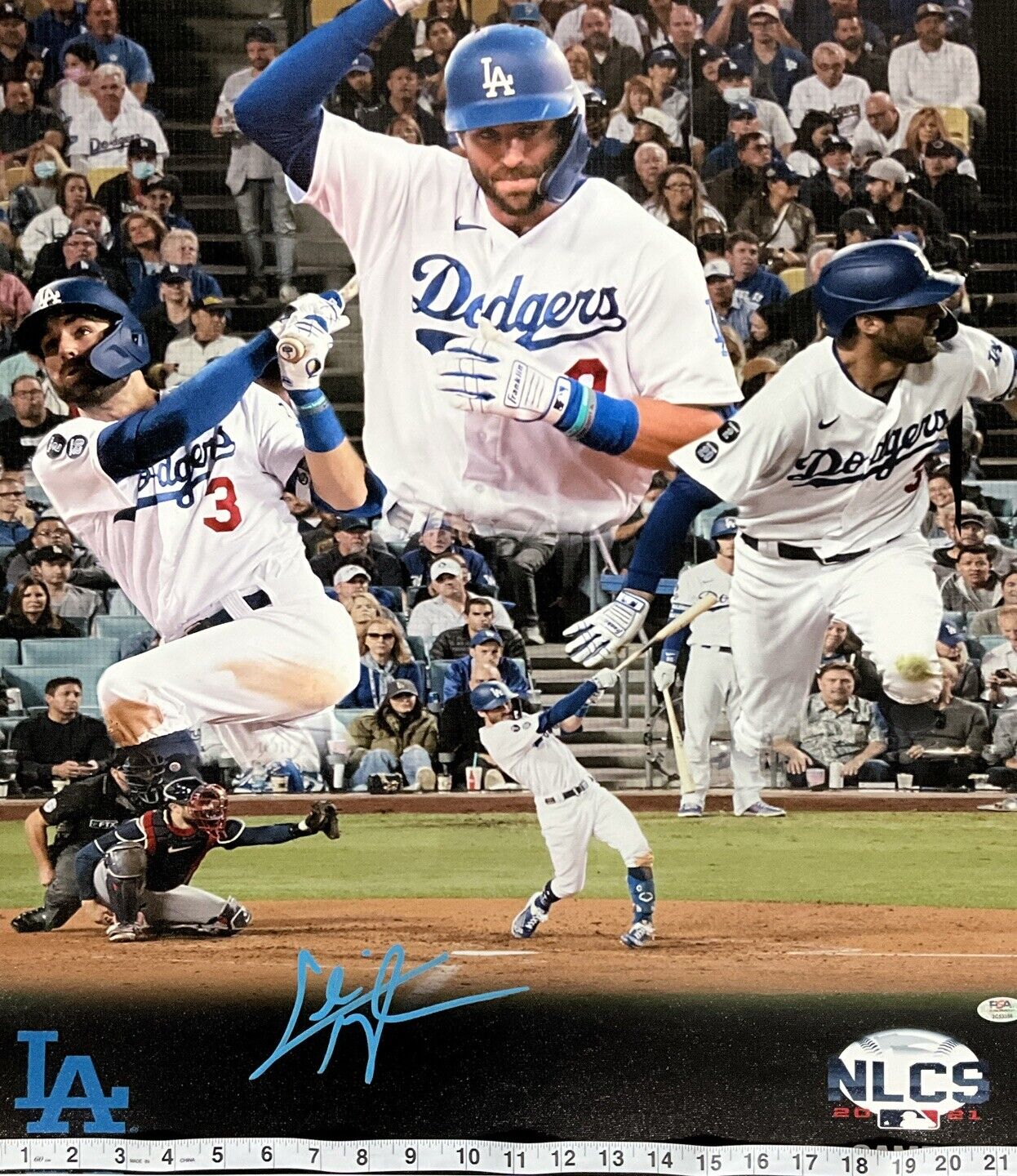 CHRIS TAYLOR DODGERS SIGNED 22X26 NLCS GAME 5 3 HR GAME CANVAS EDIT PSA 2C53356