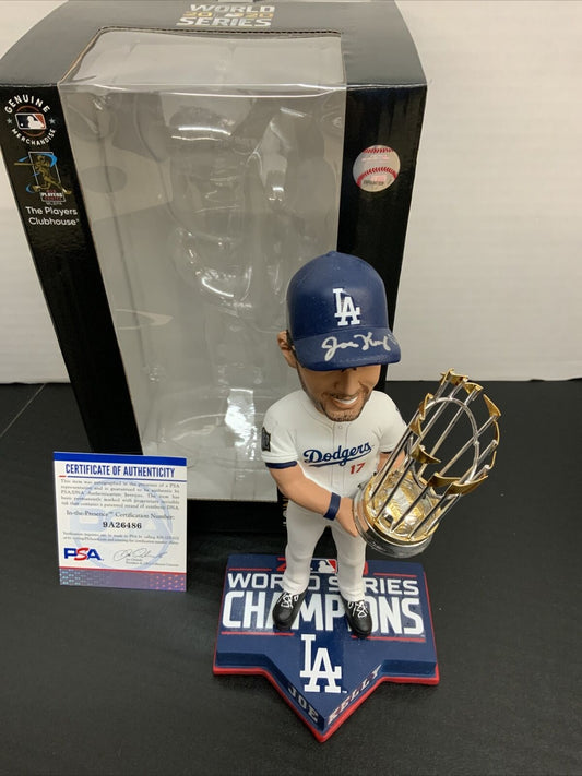 JOE KELLY DODGERS SIGNED CHAMPIONSHIP BOBBLEHEAD 2020 WS CHAMPS INSCRIPTION  PSA