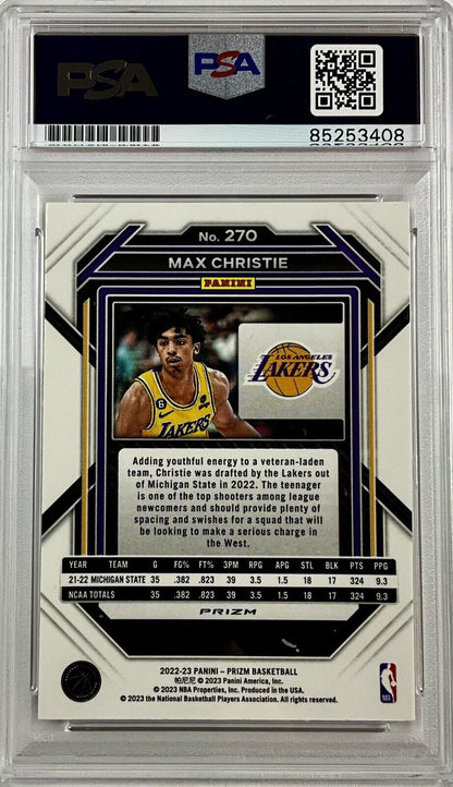 MAX CHRISTIE SIGNED ICE RED PANINI PRIZM 270 RC PSA ITP 85253408 GEM MT 10 AUTO