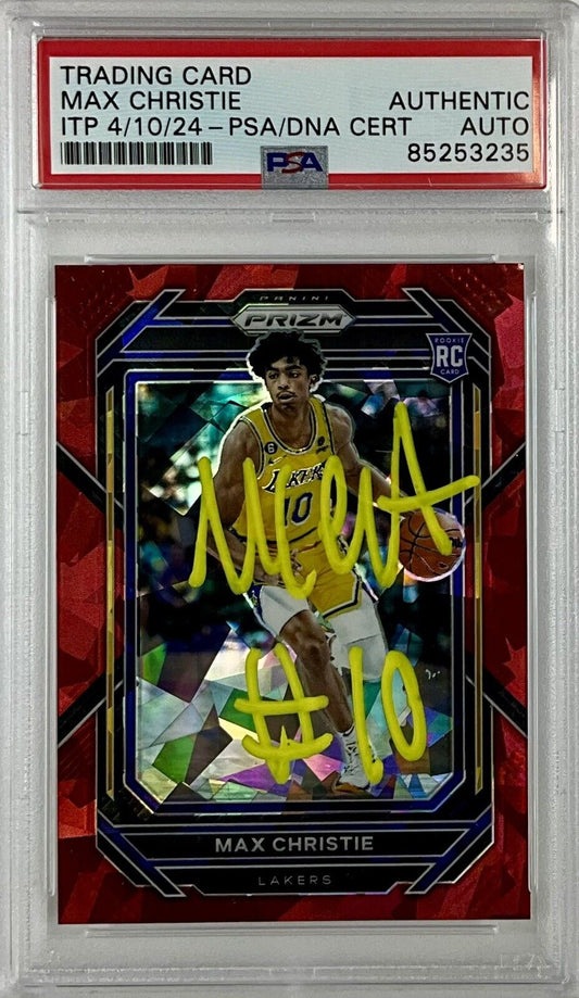 MAX CHRISTIE SIGNED LAKERS CRACKED ICE RED PANINI PRIZM #270 RC PSA ITP 85253235