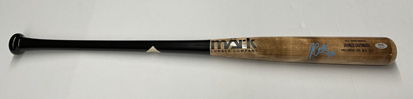 JAMES OUTMAN DODGERS SIGNED MARK LUMBER GAME MODEL J01 MAPLE BAT PSA RG51310