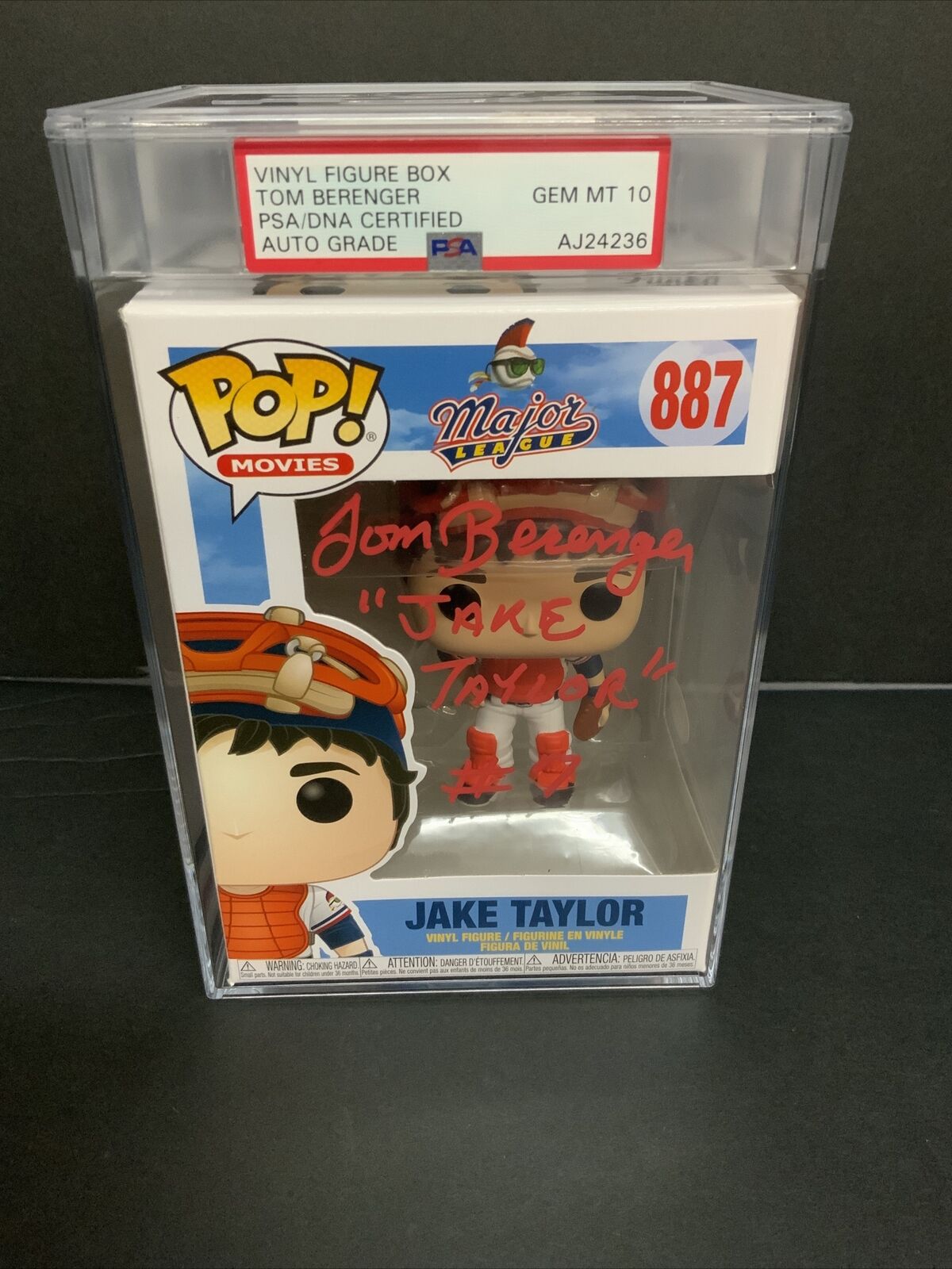 TOM BERENGER SIGNED "JAKE TAYLOR" FUNKO POP SLABBED GEM MT 10 PSA AJ24236