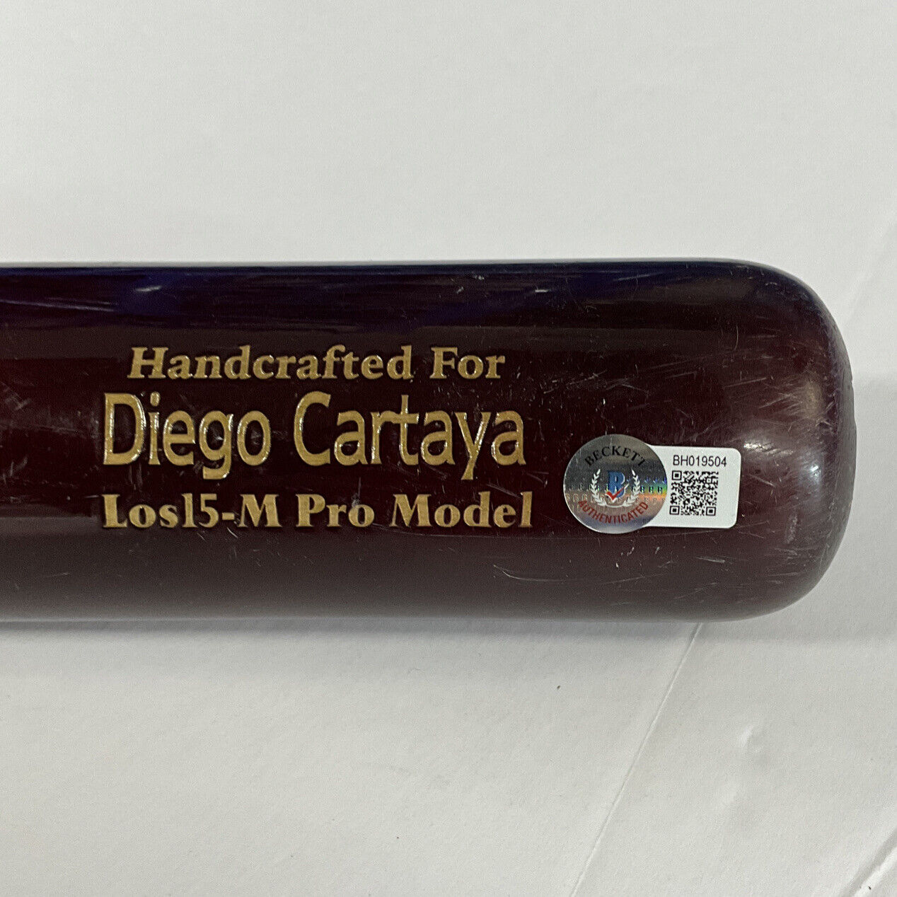 DIEGO CARTAYA DODGERS #1 PROSPECT SIGNED GAME USED MARUCCI BAT BAS BH019504