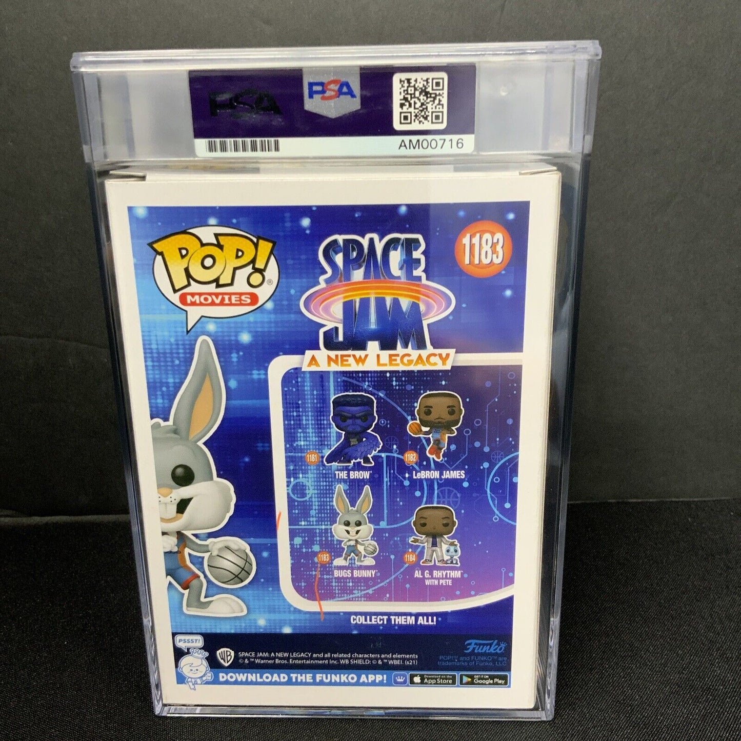 JEFF BERGMAN SIGNED SPACE JAM BUGS BUNNY FUNKO POP #1183 PSA SLABBED AM00716