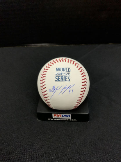 2020 WS CHAMP DYLAN FLORO DODGERS SIGNED 2020 WORLD SERIES BASEBALL PSA COA