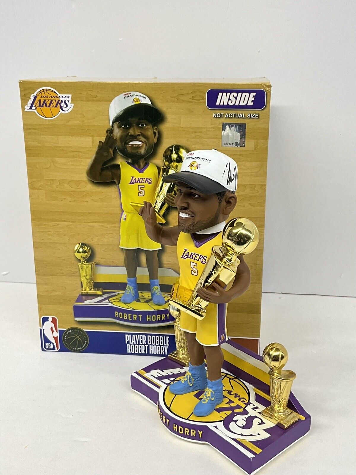 ROBERT HORRY SIGNED LAKERS 3X CHAMPION LIMITED #/216 FOCO BOBBLEHEAD BAS W128260