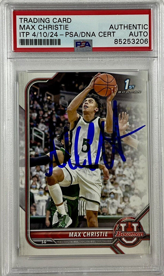 LAKERS MAX CHRISTIE SIGNED MICHIGAN STATE 1ST BOWMAN 23 PSA ITP 85253206