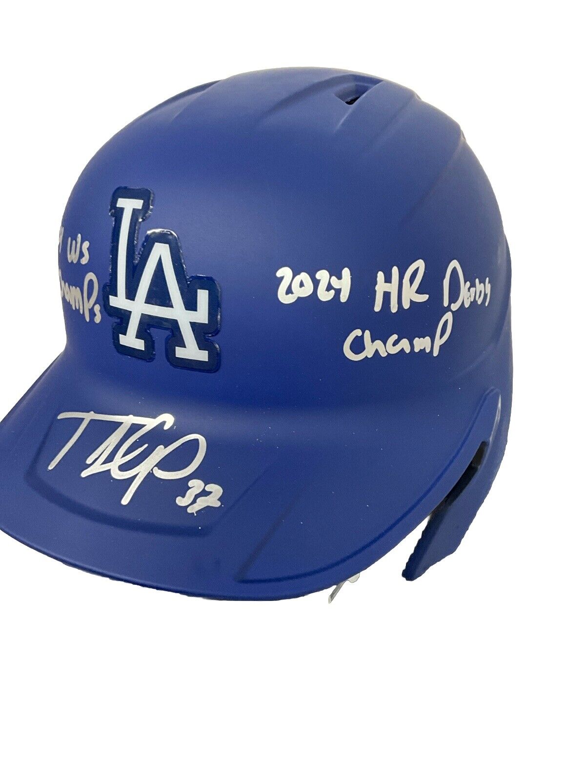 TEOSCAR HERNANDEZ SIGNED DODGERS HELMET "2024 WS CHAMPS. HR DERBY CHAMP" PSA 115