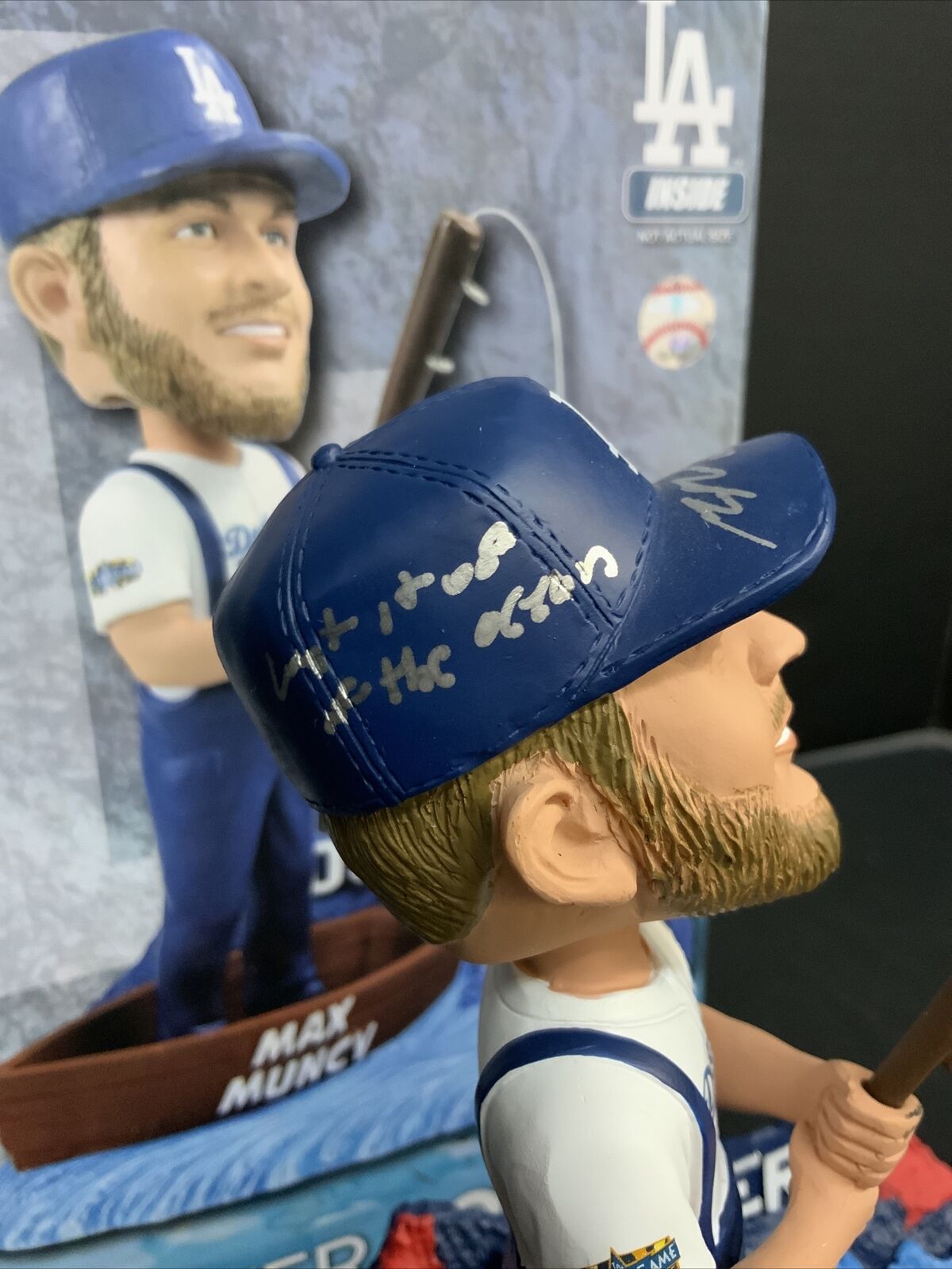 MAX MUNCY SIGNED DODGERS FOCO BOBBLEHEAD "GET IT OUT OF THE OCEAN" PSA 1C01962