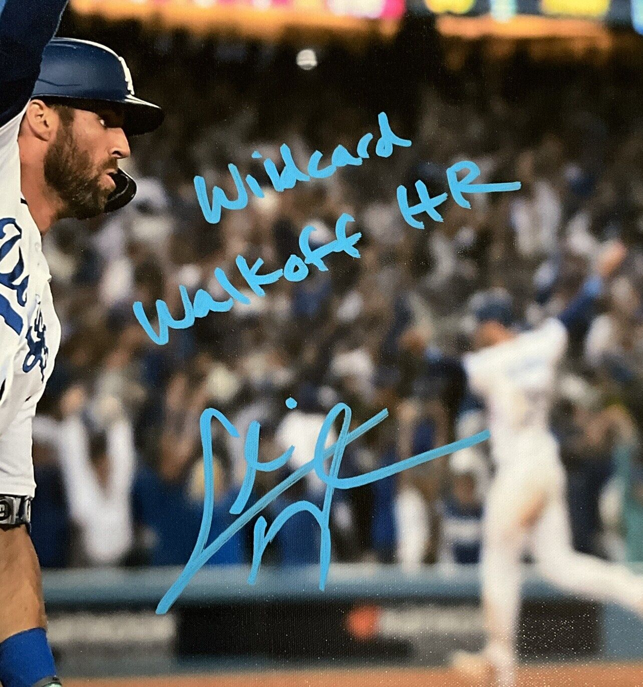 CHRIS TAYLOR DODGERS SIGNED 22X26 CANVAS "WILDCARD WALKOFF HR" PSA 2C53370