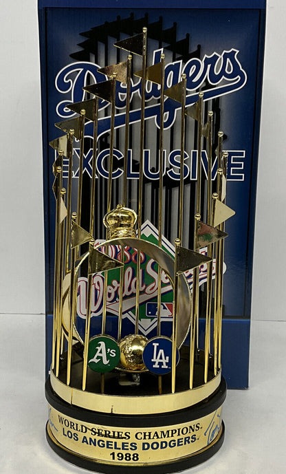 OREL HERSHISER KIRK GIBSON LASORDA SIGNED DODGERS 12" 88 WS TROPHY PSA AG75619