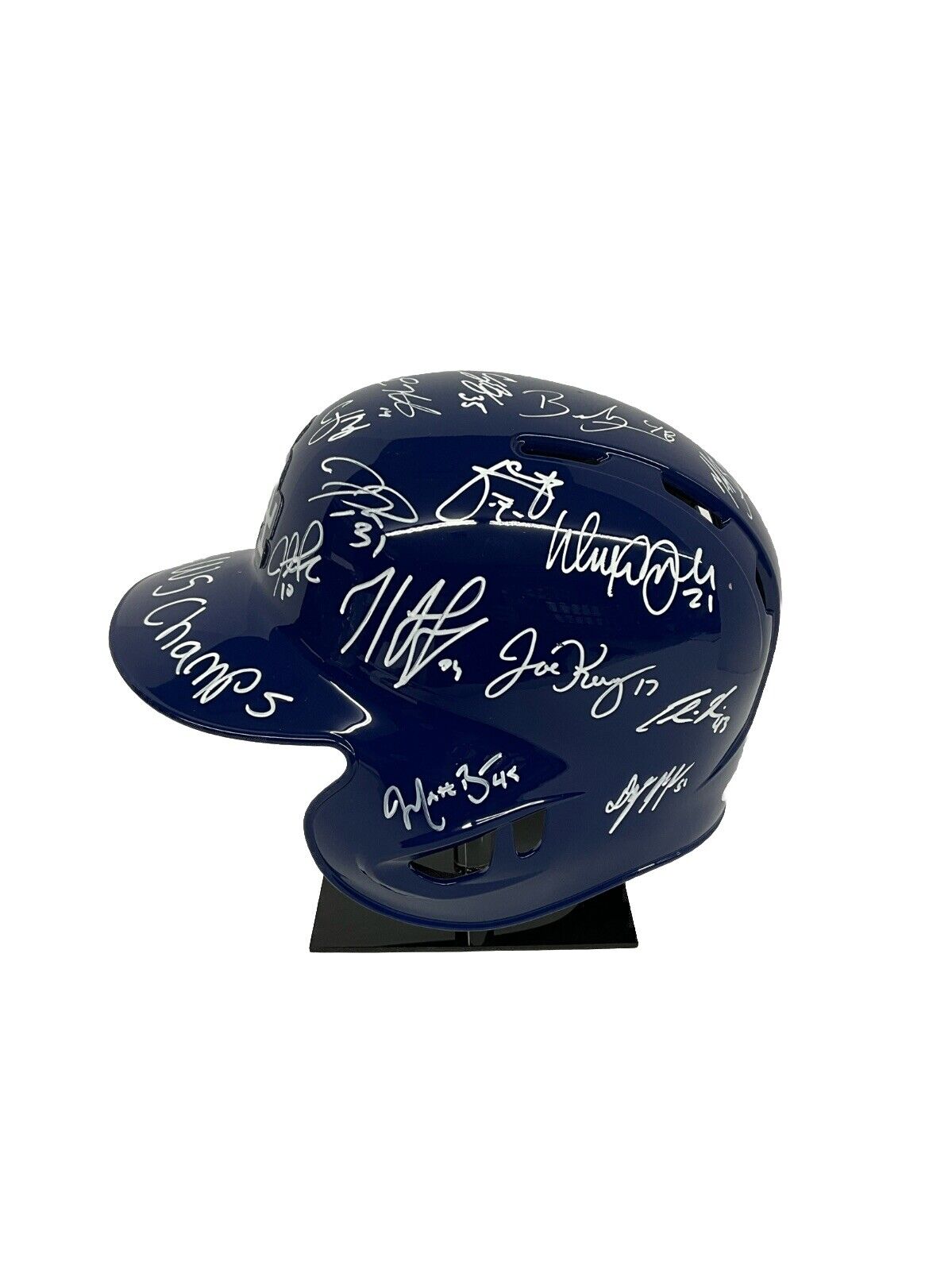 DODGERS 2020 WORLD SERIES CHAMPION FULL TEAM SIGNED HELMET 29 AUTOS PSA 9A26703