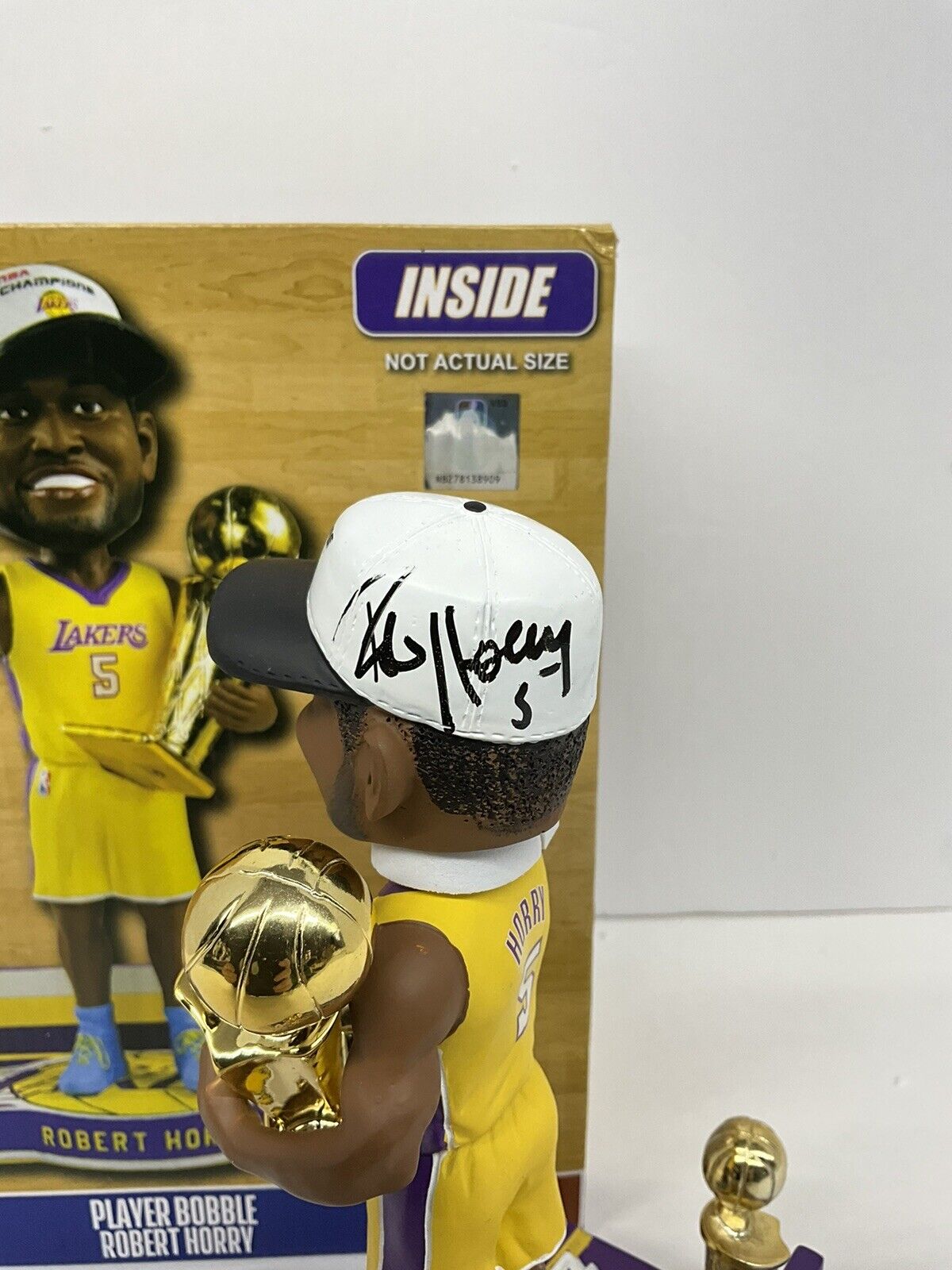 ROBERT HORRY SIGNED LAKERS 3X CHAMPION LIMITED #/216 FOCO BOBBLEHEAD BAS W128260