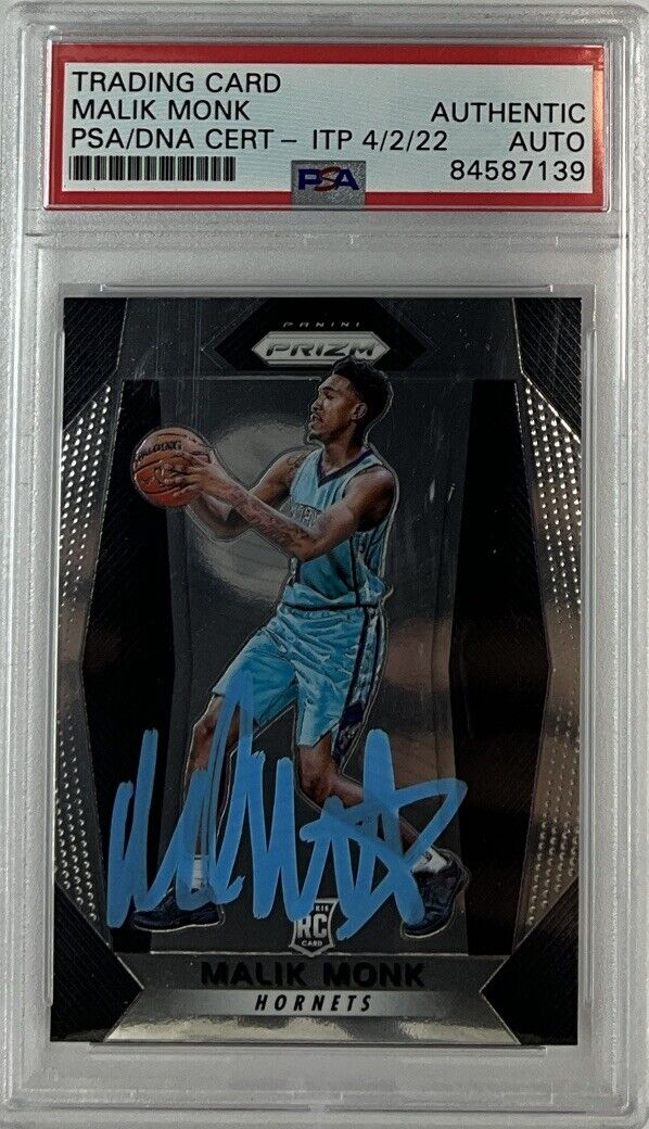 MALIK MONK SIGNED HORNETS PANINI PRIZM #233 RC PSA SLABBED ITP 84587139