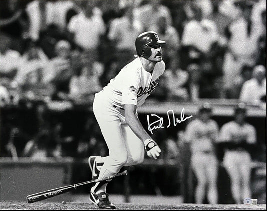 KIRK GIBSON DODGERS SIGNED 88 WS WALK OFF HR 16X20 BLACK & WHITE PHOTO BAS