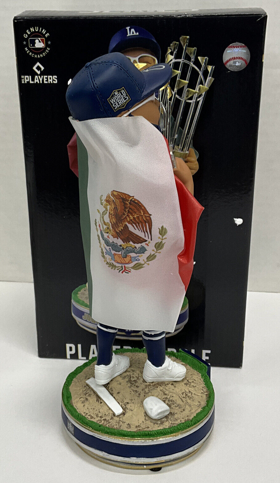 JULIO URIAS DODGERS SIGNED 2020 WS FOCO FLAG BOBBLEHEAD "LAST OUT" BAS WX95695