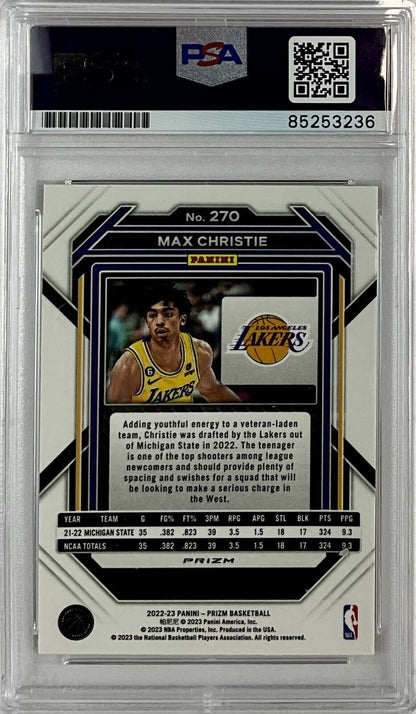 MAX CHRISTIE SIGNED LAKERS CRACKED ICE RED PANINI PRIZM #270 RC PSA ITP 85253236