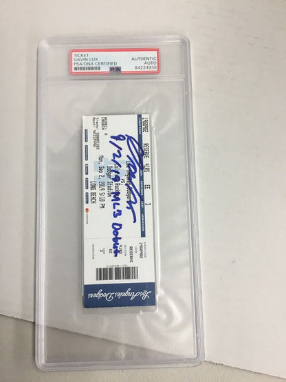 GAVIN LUX SIGNED PSA SLABBED TICKET STUB "9/2/19 MLB DEBUT" INSCRIPT FANATICS 35