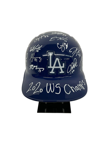 DODGERS 2020 WORLD SERIES CHAMPION FULL TEAM SIGNED HELMET 29 AUTOS PSA 9A26703