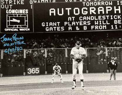 JERRY REUSS DODGERS SIGNED 18X22 CANVAS "NO-HITTER 6/27/80" INSC PSA AJ66101