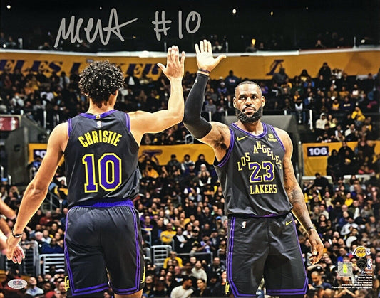 MAX CHRISTIE LOS ANGELES LAKERS SIGNED 16X20 PHOTO WITH LEBRON JAMES PSA WITNESS