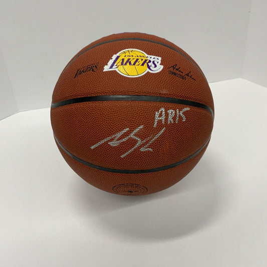 AUSTIN REAVES SIGNED WILSON LAKERS LOGO BASKETBALL "AR15" INSCRIPT JSA AK05978